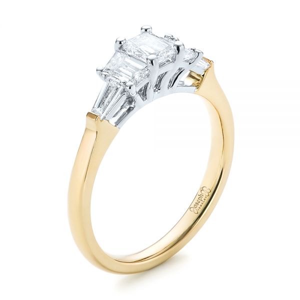 18k Yellow Gold And 18K Gold 18k Yellow Gold And 18K Gold Custom Two-tone Diamond Engagement Ring - Three-Quarter View -  103505