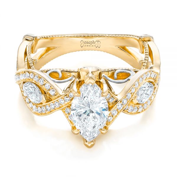 18k Yellow Gold And 14K Gold 18k Yellow Gold And 14K Gold Custom Two-tone Diamond Engagement Ring - Flat View - 102464