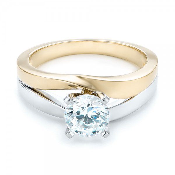 18k Yellow Gold And 14K Gold 18k Yellow Gold And 14K Gold Custom Two-tone Diamond Engagement Ring - Flat View -  102587