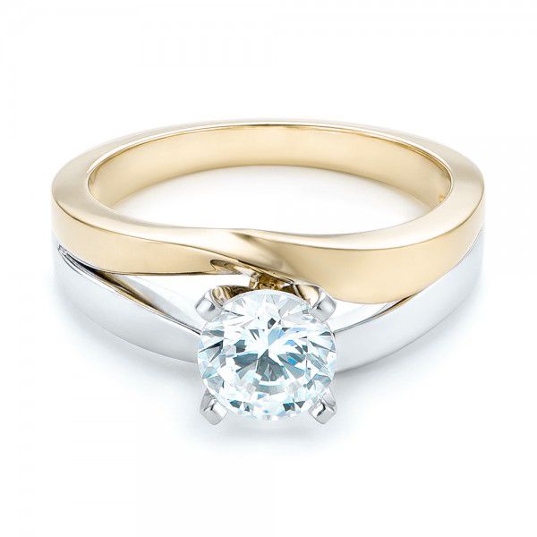 18k Yellow Gold And 14K Gold 18k Yellow Gold And 14K Gold Custom Two-tone Diamond Engagement Ring - Flat View - 102587