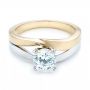 18k Yellow Gold And Platinum 18k Yellow Gold And Platinum Custom Two-tone Diamond Engagement Ring - Flat View -  102587 - Thumbnail