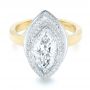  18K Gold And 18k Yellow Gold Custom Two-tone Diamond Engagement Ring - Flat View -  102947 - Thumbnail