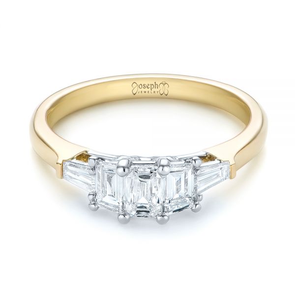 18k Yellow Gold And Platinum 18k Yellow Gold And Platinum Custom Two-tone Diamond Engagement Ring - Flat View -  103505