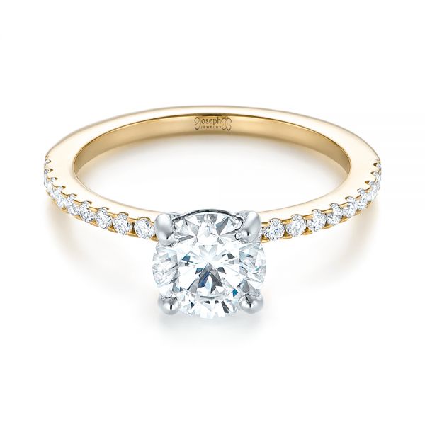18k Yellow Gold And 18K Gold 18k Yellow Gold And 18K Gold Custom Two-tone Diamond Engagement Ring - Flat View - 103533