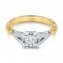 18k Yellow Gold Custom Two-tone Diamond Engagement Ring - Flat View -  104031 - Thumbnail