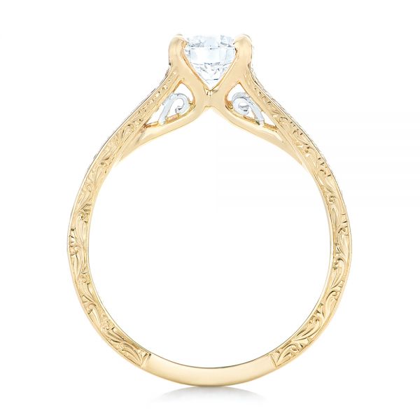 18k Yellow Gold And 14K Gold 18k Yellow Gold And 14K Gold Custom Two-tone Diamond Engagement Ring - Front View -  102433