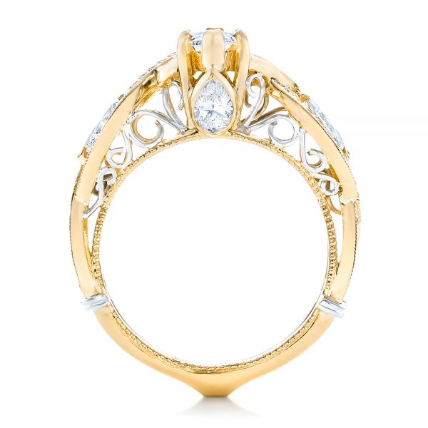 18k Yellow Gold And 14K Gold 18k Yellow Gold And 14K Gold Custom Two-tone Diamond Engagement Ring - Front View - 102464
