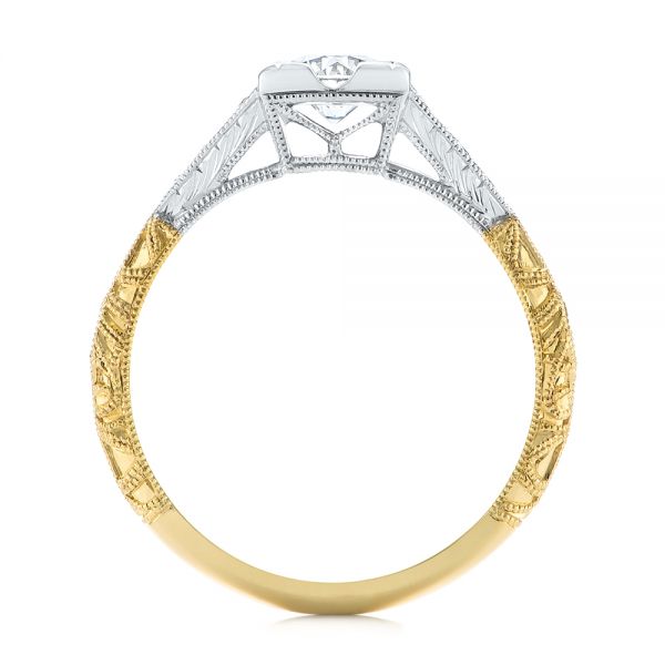 18k Yellow Gold Custom Two-tone Diamond Engagement Ring - Front View -  104031