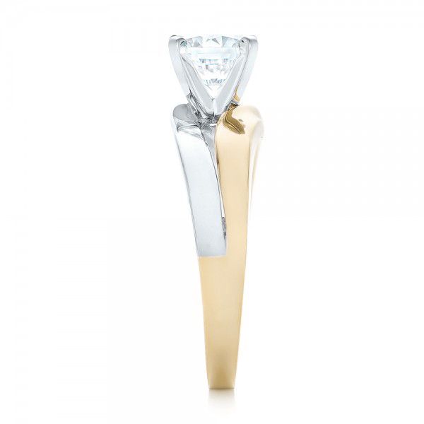 18k Yellow Gold And 14K Gold 18k Yellow Gold And 14K Gold Custom Two-tone Diamond Engagement Ring - Side View - 102587