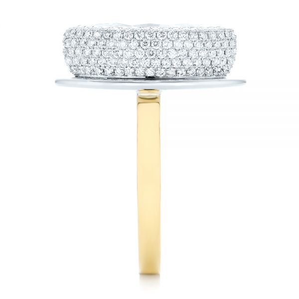 18K Gold And 18k Yellow Gold Custom Two-tone Diamond Engagement Ring - Side View - 102947