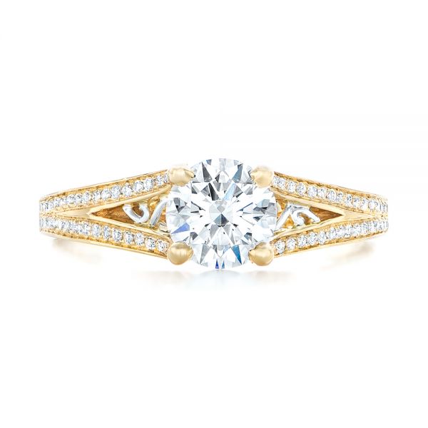 14k Yellow Gold And Platinum 14k Yellow Gold And Platinum Custom Two-tone Diamond Engagement Ring - Top View -  102433