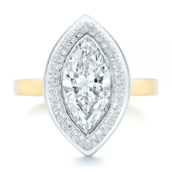 18K Gold And 18k Yellow Gold Custom Two-tone Diamond Engagement Ring - Top View - 102947
