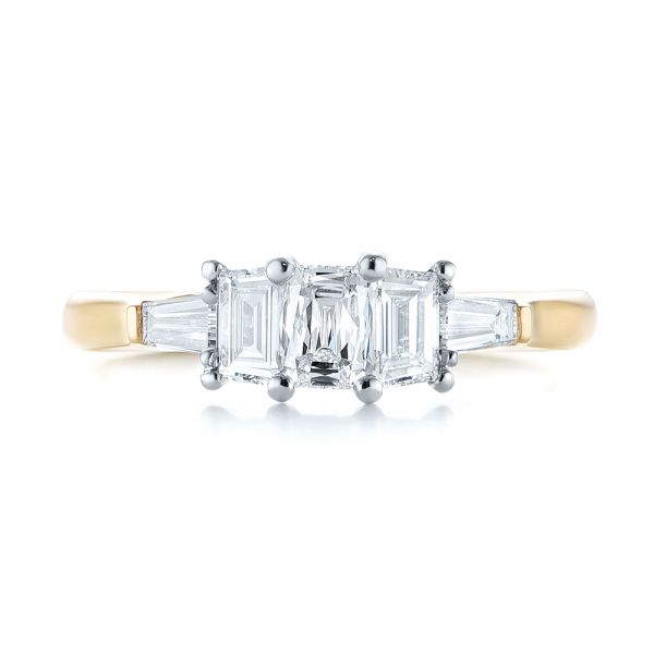 14k Yellow Gold And 14K Gold Custom Two-tone Diamond Engagement Ring - Top View - 103505