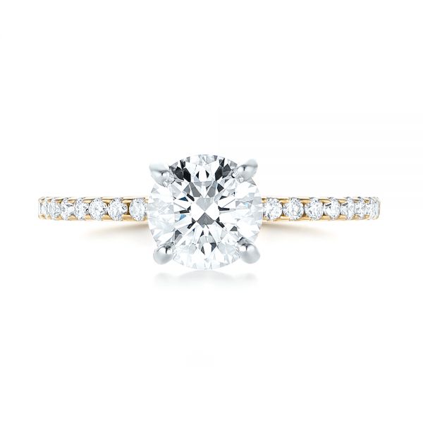 18k Yellow Gold And 18K Gold 18k Yellow Gold And 18K Gold Custom Two-tone Diamond Engagement Ring - Top View - 103533