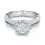  Platinum Custom Two-tone Diamond Engagement Ring - Flat View -  102127 - Thumbnail