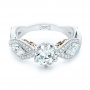  14K Gold Custom Two-tone Diamond Engagement Ring - Flat View -  103131 - Thumbnail