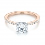 14k Rose Gold And 14K Gold Custom Two-tone Diamond Engagement Ring - Flat View -  103533 - Thumbnail