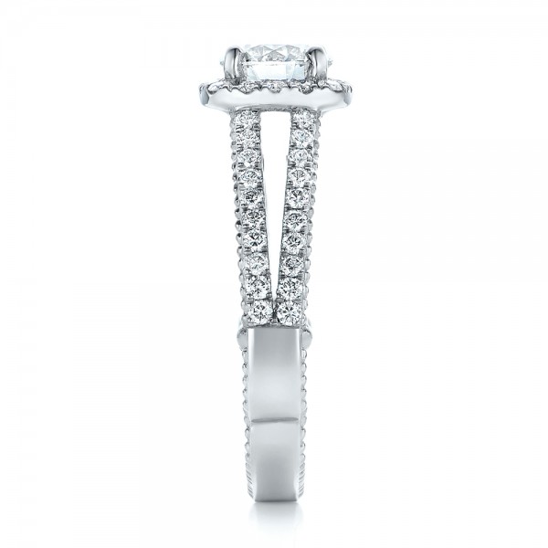  Platinum Custom Two-tone Diamond Engagement Ring - Side View -  102127