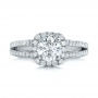  Platinum Custom Two-tone Diamond Engagement Ring - Top View -  102127 - Thumbnail