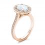 14k Rose Gold And 14K Gold 14k Rose Gold And 14K Gold Custom Two-tone Diamond Halo Engagement Ring - Three-Quarter View -  102254 - Thumbnail