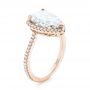 18k Rose Gold And 14K Gold 18k Rose Gold And 14K Gold Custom Two-tone Diamond Halo Engagement Ring - Three-Quarter View -  102901 - Thumbnail