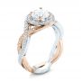 Platinum And 14k Rose Gold Platinum And 14k Rose Gold Custom Two-tone Diamond Halo Engagement Ring - Three-Quarter View -  103446 - Thumbnail