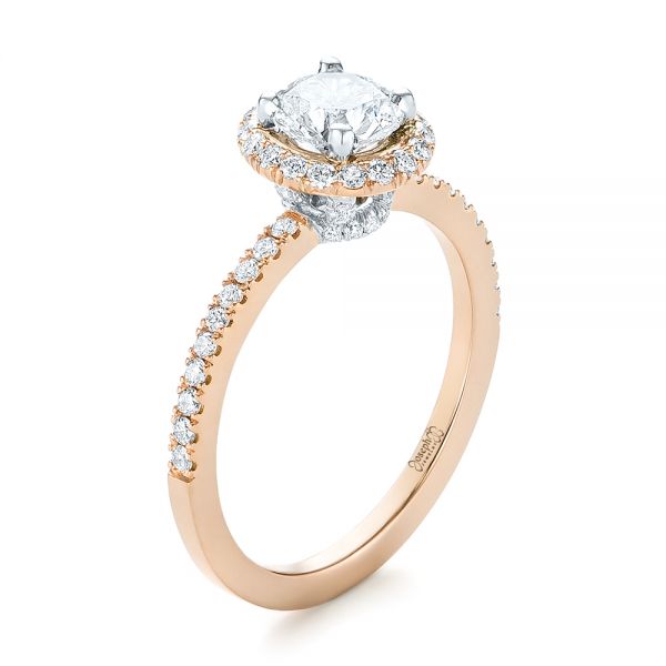 Custom Two-Tone Diamond Halo Engagement Ring - Image