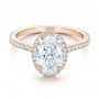 18k Rose Gold And 18K Gold 18k Rose Gold And 18K Gold Custom Two-tone Diamond Halo Engagement Ring - Flat View -  100572 - Thumbnail