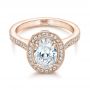 14k Rose Gold And 14K Gold 14k Rose Gold And 14K Gold Custom Two-tone Diamond Halo Engagement Ring - Flat View -  102254 - Thumbnail