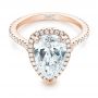 14k Rose Gold And 14K Gold 14k Rose Gold And 14K Gold Custom Two-tone Diamond Halo Engagement Ring - Flat View -  102901 - Thumbnail