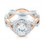  14K Gold And 14k Rose Gold 14K Gold And 14k Rose Gold Custom Two-tone Diamond Halo Engagement Ring - Flat View -  103446 - Thumbnail
