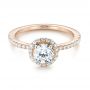 14k Rose Gold And Platinum 14k Rose Gold And Platinum Custom Two-tone Diamond Halo Engagement Ring - Flat View -  103486 - Thumbnail