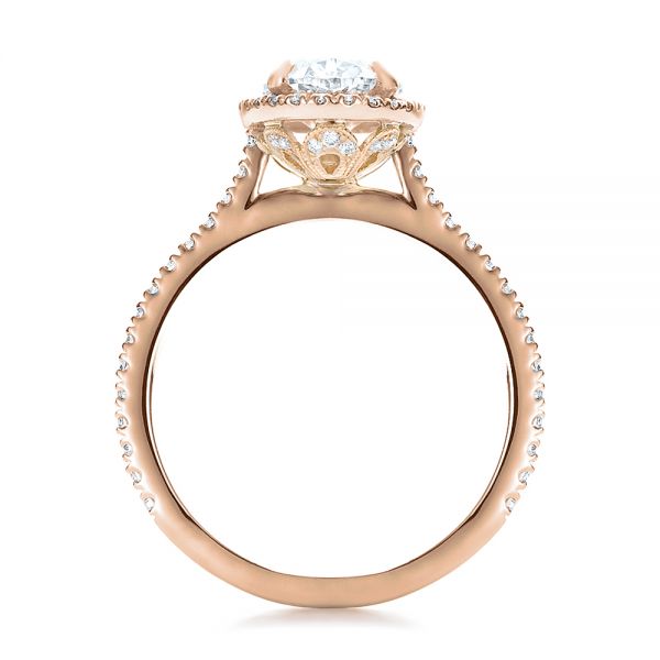 18k Rose Gold And 14K Gold 18k Rose Gold And 14K Gold Custom Two-tone Diamond Halo Engagement Ring - Front View -  100572