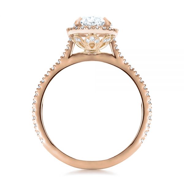 18k Rose Gold And 14K Gold 18k Rose Gold And 14K Gold Custom Two-tone Diamond Halo Engagement Ring - Front View - 100572