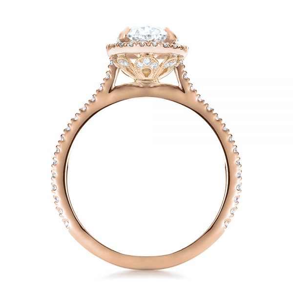 14k Rose Gold And Platinum 14k Rose Gold And Platinum Custom Two-tone Diamond Halo Engagement Ring - Front View -  100572