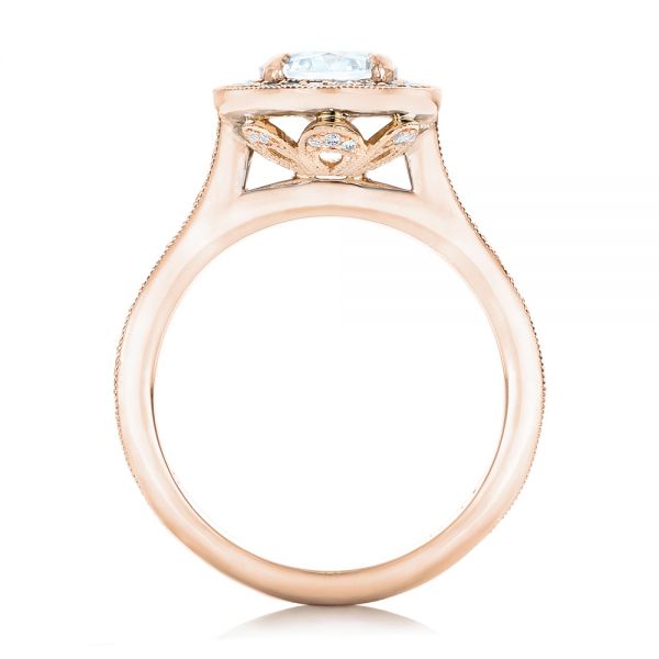 18k Rose Gold And Platinum 18k Rose Gold And Platinum Custom Two-tone Diamond Halo Engagement Ring - Front View -  102254