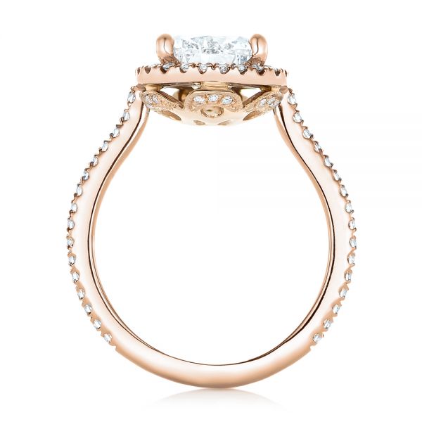 14k Rose Gold And 14K Gold 14k Rose Gold And 14K Gold Custom Two-tone Diamond Halo Engagement Ring - Front View -  102901