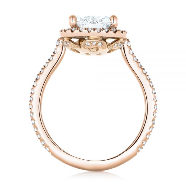 18k Rose Gold And 18K Gold 18k Rose Gold And 18K Gold Custom Two-tone Diamond Halo Engagement Ring - Front View -  102901