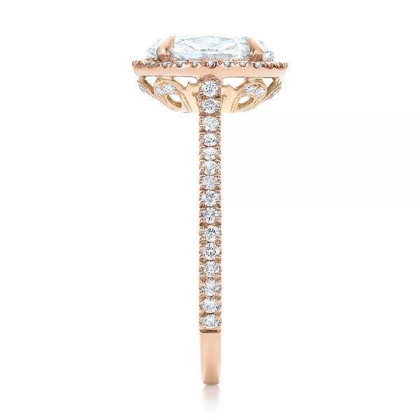 14k Rose Gold And Platinum 14k Rose Gold And Platinum Custom Two-tone Diamond Halo Engagement Ring - Side View -  100572