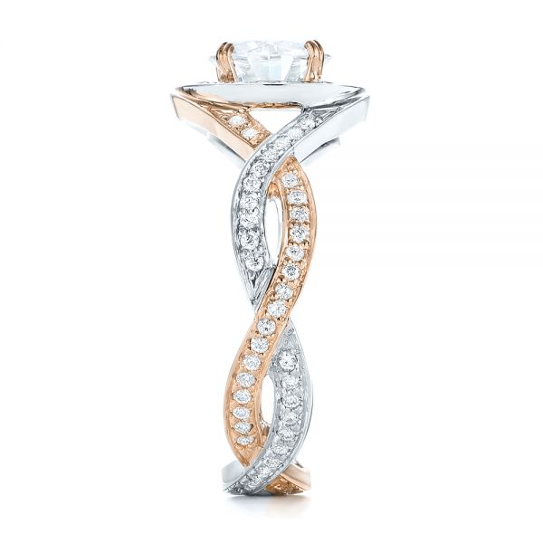  Platinum And 18k Rose Gold Platinum And 18k Rose Gold Custom Two-tone Diamond Halo Engagement Ring - Side View -  103446