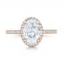 14k Rose Gold And 14K Gold 14k Rose Gold And 14K Gold Custom Two-tone Diamond Halo Engagement Ring - Top View -  100572 - Thumbnail
