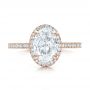 18k Rose Gold And 18K Gold 18k Rose Gold And 18K Gold Custom Two-tone Diamond Halo Engagement Ring - Top View -  100572 - Thumbnail