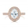 18k Rose Gold And 18K Gold 18k Rose Gold And 18K Gold Custom Two-tone Diamond Halo Engagement Ring - Top View -  102254 - Thumbnail