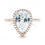 14k Rose Gold And 18K Gold 14k Rose Gold And 18K Gold Custom Two-tone Diamond Halo Engagement Ring - Top View -  102901 - Thumbnail