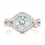  18K Gold And 18k Rose Gold 18K Gold And 18k Rose Gold Custom Two-tone Diamond Halo Engagement Ring - Top View -  103446 - Thumbnail