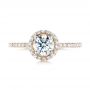 14k Rose Gold And Platinum 14k Rose Gold And Platinum Custom Two-tone Diamond Halo Engagement Ring - Top View -  103486 - Thumbnail