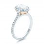 18k White Gold And 14K Gold 18k White Gold And 14K Gold Custom Two-tone Diamond Halo Engagement Ring - Three-Quarter View -  100572 - Thumbnail