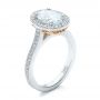 18k White Gold And 14K Gold 18k White Gold And 14K Gold Custom Two-tone Diamond Halo Engagement Ring - Three-Quarter View -  102254 - Thumbnail