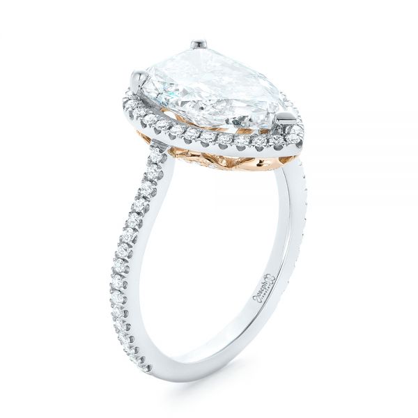 Custom Two-Tone Diamond Halo Engagement Ring - Image