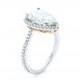  Platinum And 18K Gold Custom Two-tone Diamond Halo Engagement Ring - Three-Quarter View -  102901 - Thumbnail